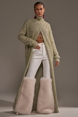 AKIRA Worthy Of Love Long Sleeve Metallic Sweater In Gold | Size Large/XL