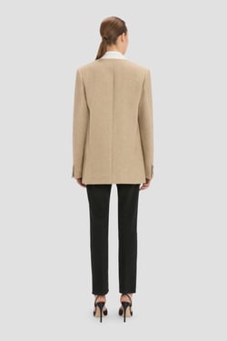 Victoria Beckham Beatrice Jacket In Camel Melange - 14 - Womens