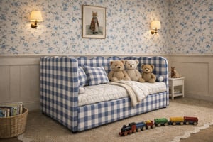 Lochlan Wavy Bed in Blue - Bed + 2 Mattresses