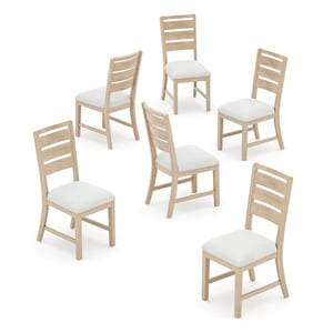 COLAMY SERA Solid Wood Comfort Dining Chair - Beige Natural / Set of 6