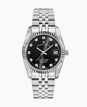 Inspiration Elegance 36MM Three-hands Date Silver-tone Black dial Stainless steel swiss watch - 36 mm