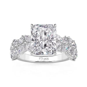 Jeulia Double Row Cluster Radiant Cut Engagement Ring