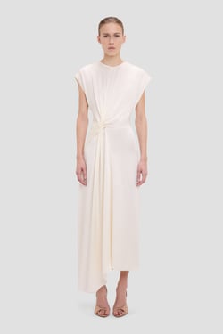 Victoria Beckham Aria Midi Dress In Ivory - Size 12 UK