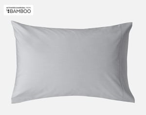 QE Home 310TC Bamboo Cotton Pillowcases with Activated Charcoal (Set of 2), Grey, Standard