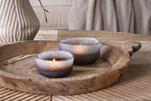 nkuku Janka Tealight Holders Set Of 2 | Candles Holders & Lanterns | Smoked Charcoal