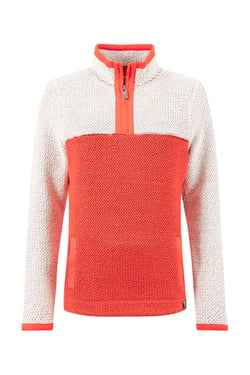Weird Fish Isla 1/4 Zip Colour Block Macaroni Hot Coral Size 8