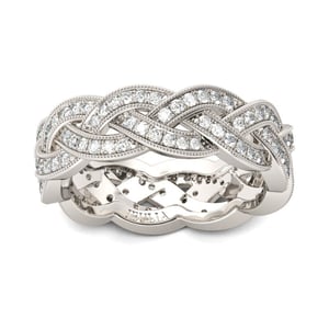 Jeulia Interwoven Round Cut Sterling Silver Women's Band