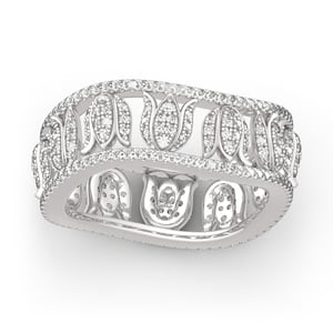 Jeulia "Enduring Love" Tulip Design Sterling Silver Women's Band
