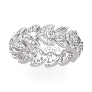 Jeulia "Ears of Wheat" Round Cut Sterling Silver Women's Band