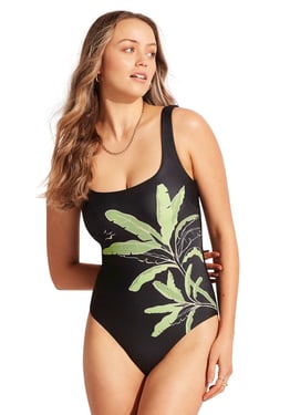Palm Paradise DD Swimsuit Black - UK 16