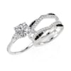 Jeulia Three Stone Ring Set with Two Tone Bow Twisted Enhancer