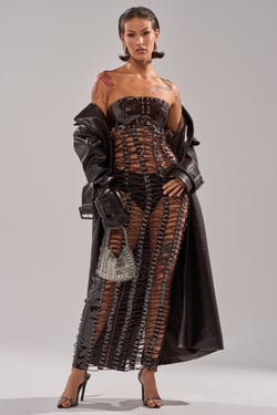 AKIRA One Of One Lace Up Maxi Dress | Brown | Size 2X