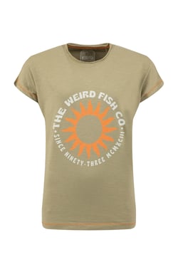 Weird Fish Sun Rays Front Print Graphic T-Shirt Laurel Green Size 8