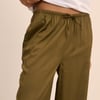 Khaki Satin Wide Leg Lyra Trousers