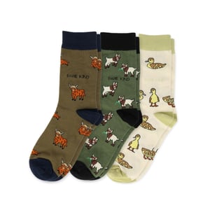 Farm Animals Bundle of 3 Bamboo Sock Set | UK Adult 7-11