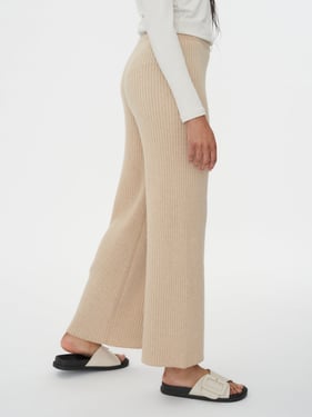 Organic Color Cashmere Pants - 2XL / Beige / WK370-02