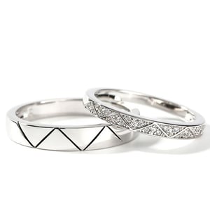 Jeulia "I Love You More Than Once" Sterling Silver Couple Rings