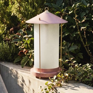 Larger Stefan rechargeable lantern in Blush by the Novogratz