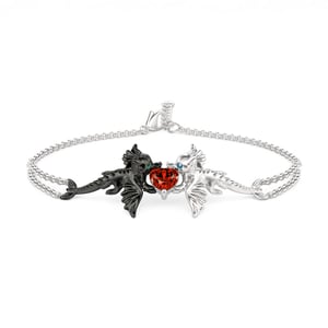 Jeulia Hug Me "Strongest Romance" Dragon Couple Heart Cut Sterling Silver Bracelet