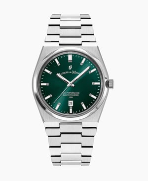 Horizon Gents 41mm Three-hands Date Silver-tone Green dial Stainless steel swiss watch - 41 mm