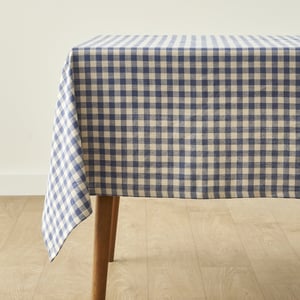 Bleu Blanc Gingham Cotton Tablecloth - 59"x59"