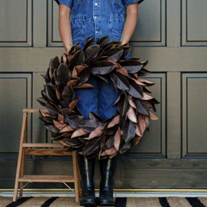 30" Faux Brown Magnolia Leaf Wreath