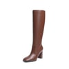 DREAM PAIRS Women   s Square Toe Sculpted Heel Boots