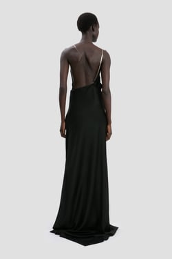 Victoria Beckham Chain Halter Gown In Black - 14 - Womens