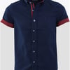 Alex & Turner Junior Pattern Shirt - Navy / Red - XLB