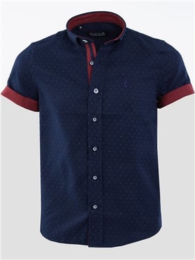 Alex & Turner Junior Pattern Shirt - Navy / Red - XLB