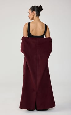 Ayer Off Shoulder Coat (Wine) - S/M