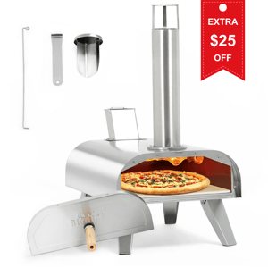 12" Wood Pellet Pizza Oven, Black/Sliver