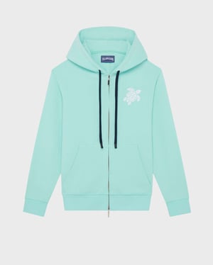 Vilebrequin - Men Cotton Full Zip Hoodie Big Turtle Embroidery - Sweater - Malanti - Green - Size XXL