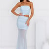 Cosmopolitan Charm Strapless Mesh Maxi Dress Blue