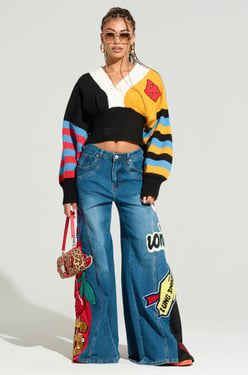 AKIRA Not Sorry Patchwork Denim Jeans | Size 1X