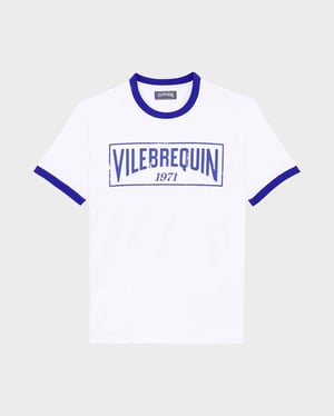 Vilebrequin - Men Cotton Light Jersey T-shirt Bicolor Logo - Tee Shirt - Partisol - Blue - Size L