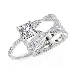 Jeulia Inset Double Bowknot Puzzle Ring Set 2PCS