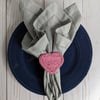 Heart Handwoven Iraca Napkin Ring - Soft Pink