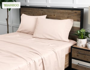 QE Home 310TC Bamboo Cotton Sheet Set in Rosemist Pink, Queen
