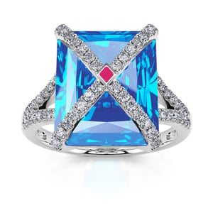 Jeulia "Precious Gift" Radiant Cut Sterling Silver Ring