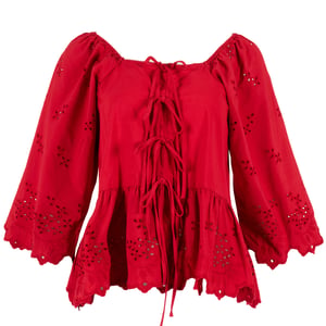 Damson Madder Lana Blouse Red Broderie -