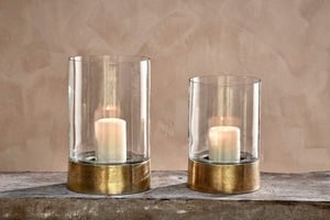 nkuku Rajura Hurricane Lantern | Candles Holders & Lanterns | Large | Brass