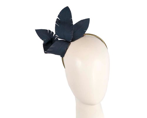 Navy leather flower headband fascinator by BELIEVERA