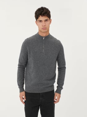 Essential Half-Zip Cashmere Sweater - 3XL / Gray / MK07-147