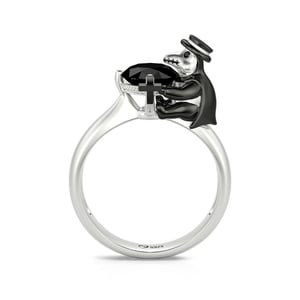 Jeulia Hug Me "Find Your Justice" Crow Doctor Round Cut Sterling Silver Ring