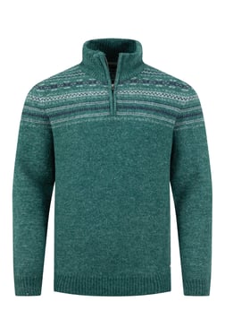Weird Fish Larner 1/4 Zip Fair Isle Jumper Deep Teal Size M