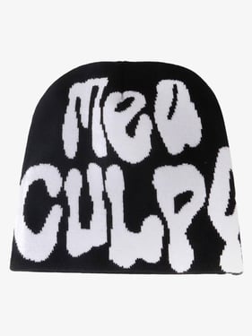 Thesupermade Letter Knitted Hat - Black / One Size