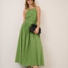 Green Pleated Rosabel Midi Dress