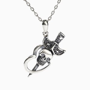 Jeulia "Skeleton" Biker Sterling Silver Necklace