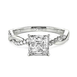 Jeulia Twist Asscher Cut Sterling Silver Engagement Ring